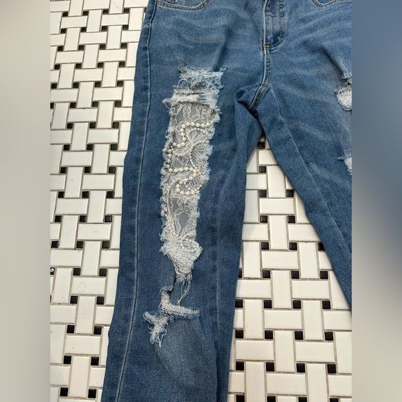 VENUS Blue Distressed Skinny Jeans - Picture 3 of 8